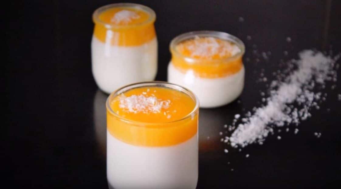 La panna cotta au lait de coco et à la mangue La Recette